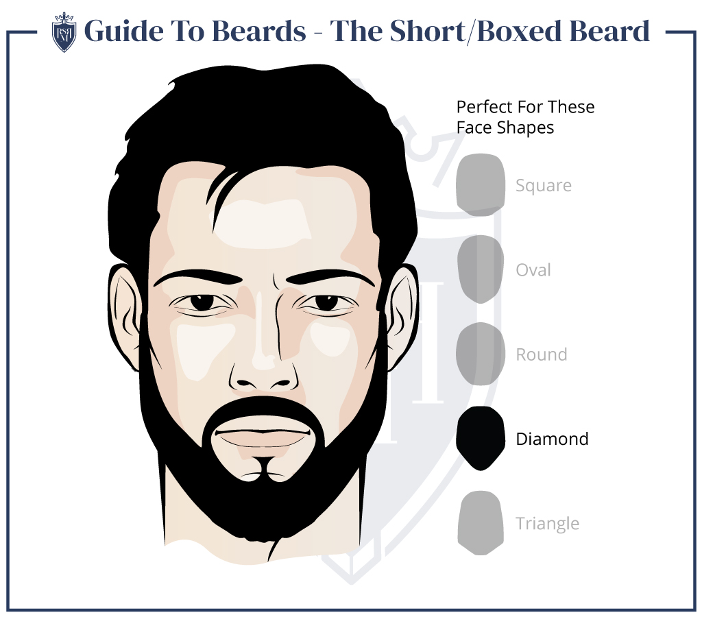 男士的面部发型-短的盒式胡须