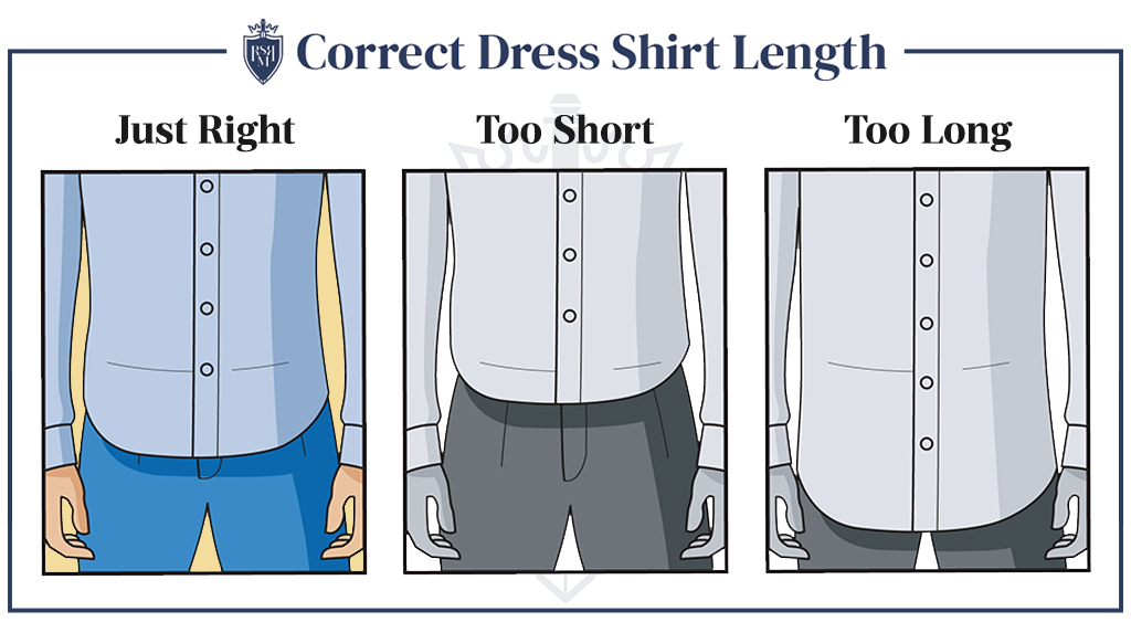 图显示正确的衣服衬衫长度