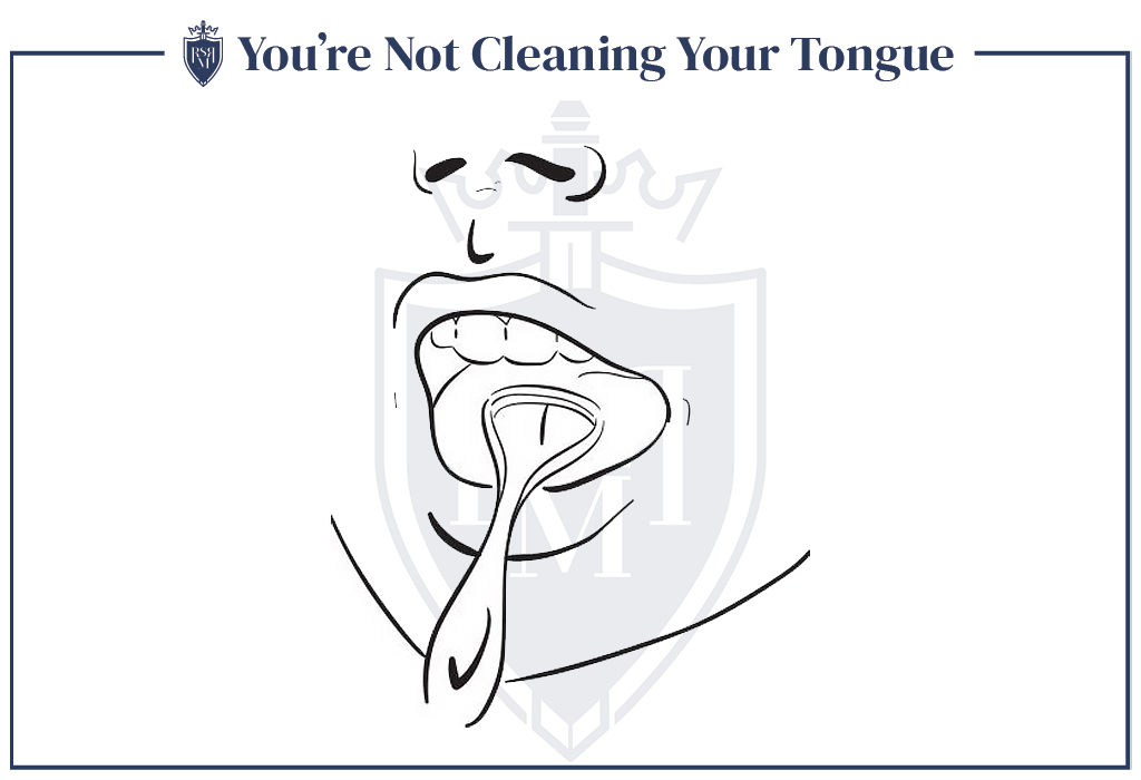 不清洁舌头刷牙的错误